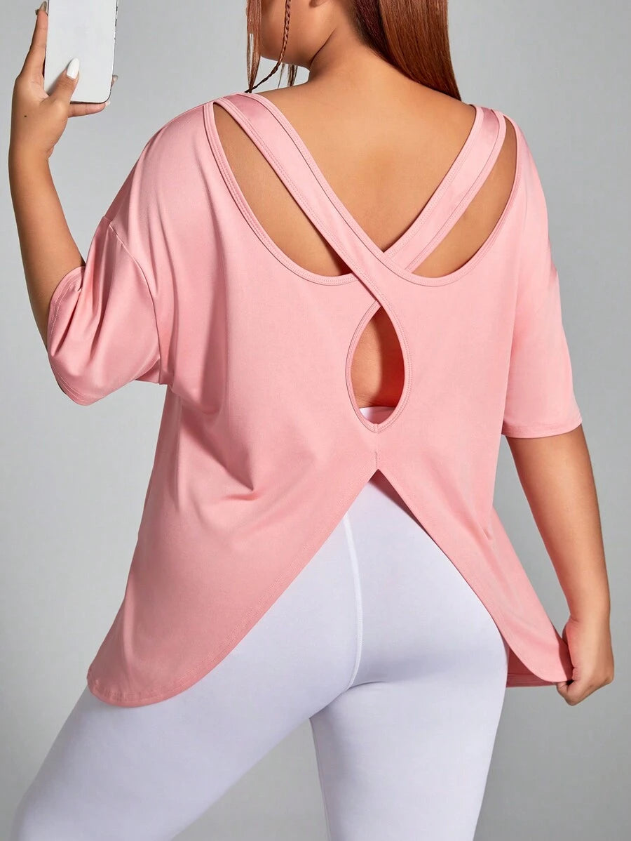 Camiseta Plus Size com Aberturas nas Costas