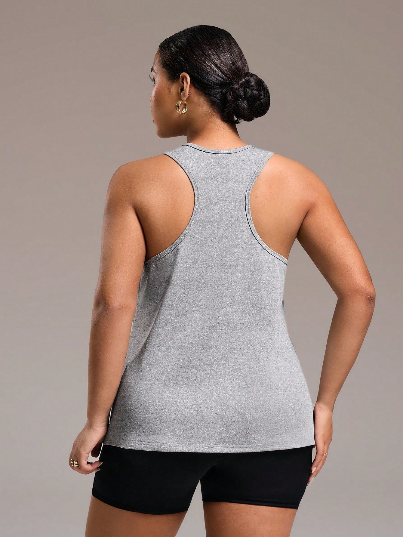 SHEIN Running Regata Casual de Ginástica com Estampa de Letras e Decote Redondo para Mulheres Plus Size