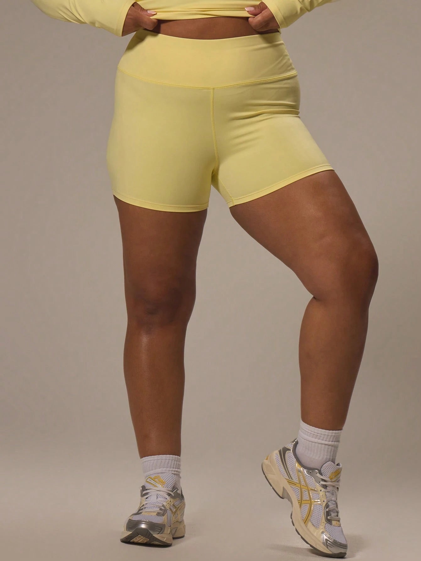 MUSERA Shorts Esportivos Curtos de Mola com Marca de Alta Cintura Plus para Primavera Verão Férias, Academia, Atividade Física, Esporte Casual