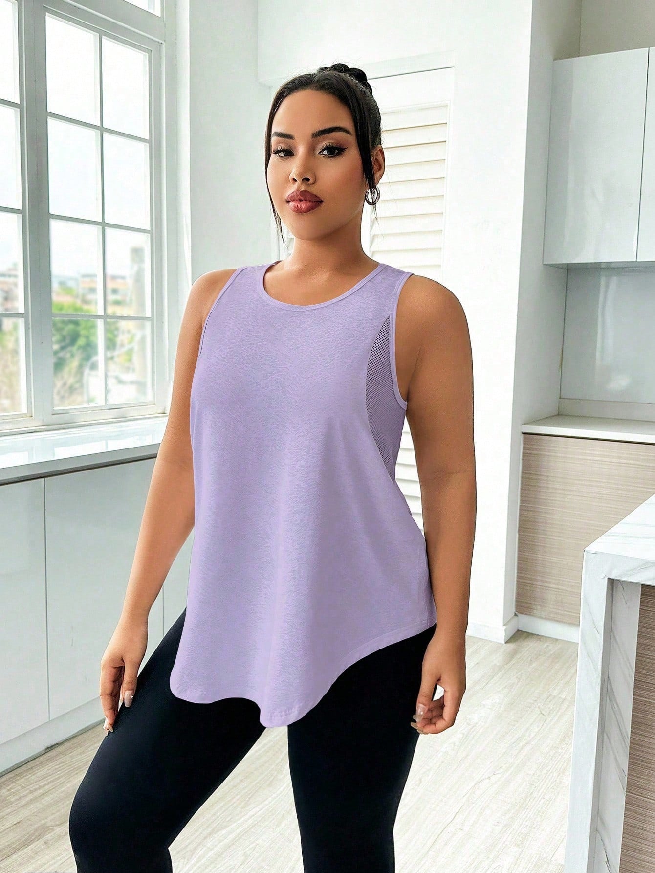 SHEIN Sport Studio Regata de Malha Jacquard, Cor Sólida Casual e da Moda para Uso Diário