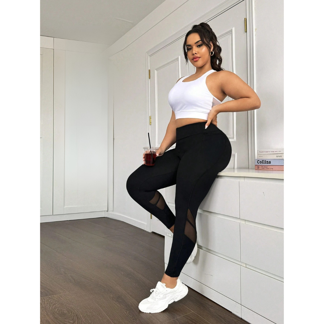 Legging Plus Size com Cintura Alta e Controle de Barriga