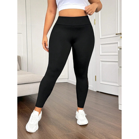 Legging Plus Size com Cintura Alta e Controle de Barriga